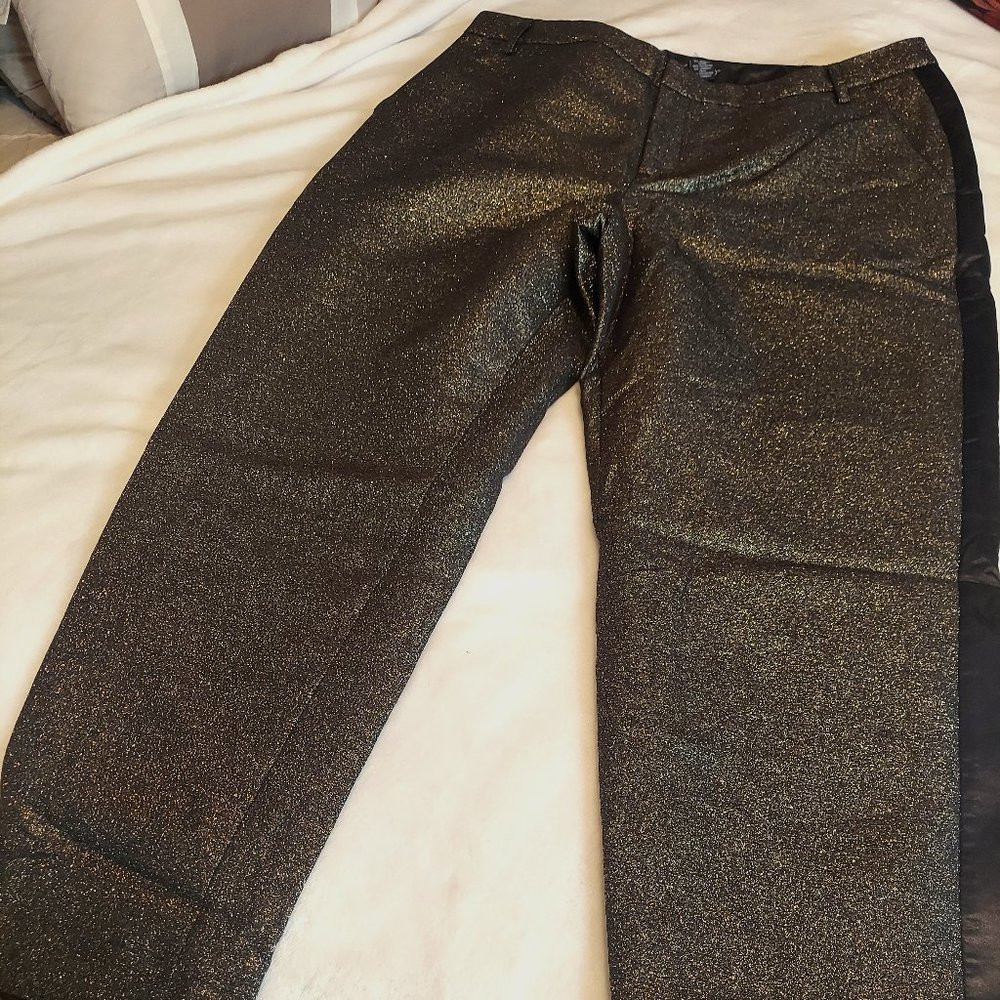 Womens Gold and Black Glitter Pants